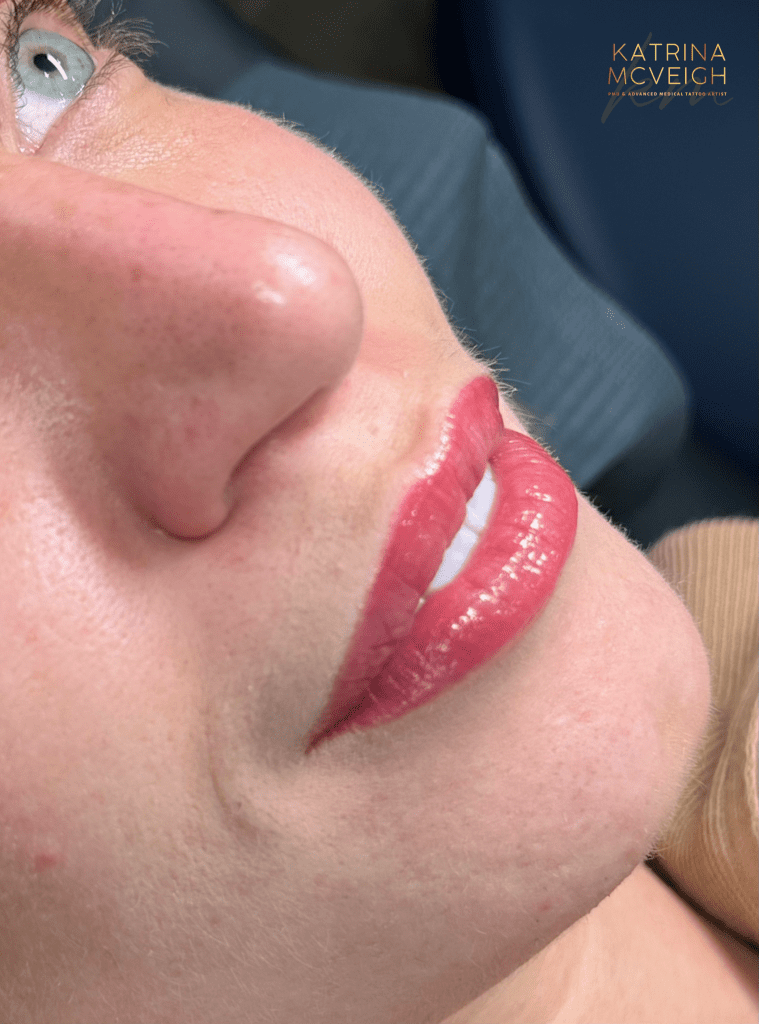 Lip Blushing by Katrina McVeigh PMU - Award Winning Permanent Makeup Artist - Specialising in powder brows, lip blushing, scar camouflage, 3D areola replacement tattoos, and MM tattoo removal